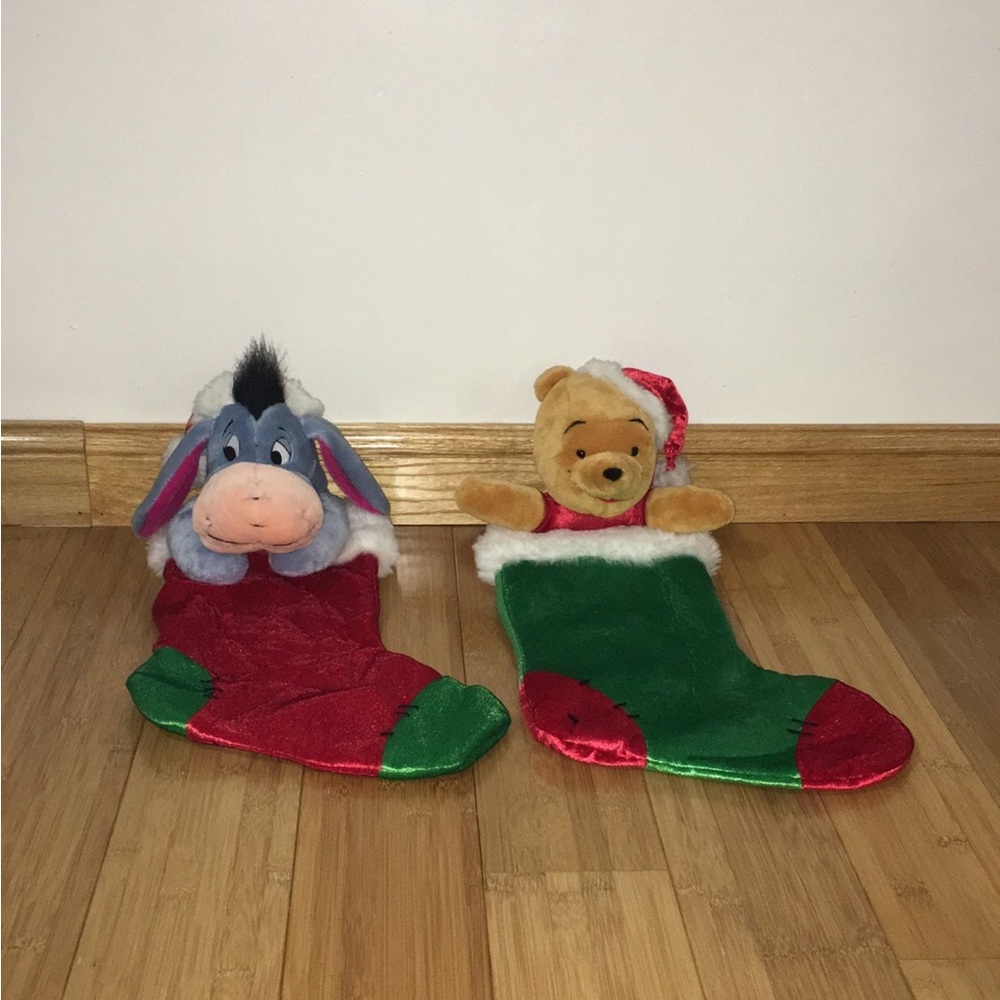 Disney Winnie The Pooh, Tigger, Eeyore Plush 3-D 23” Christmas Stockings Bundle